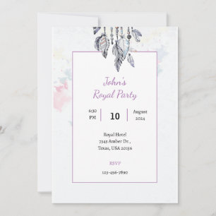 convite de festa real com aquarela boho legal