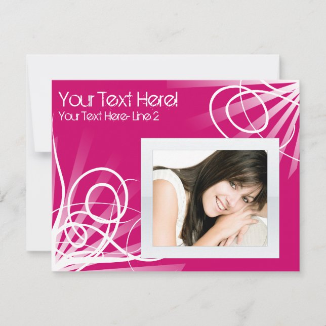 Convite de Festa Redemoinho Rosa Framboesa Quente  (Frente)