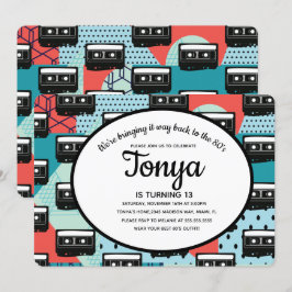 Convite de Festa Retro de Cassete dos Anos 80 e 90