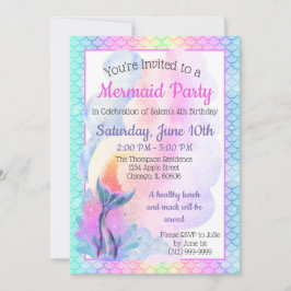 Convite de Festa Sereia Arco-íris