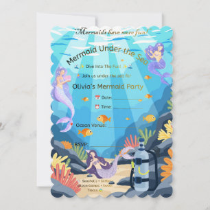 Convite de Festa Sereia Debaixo do Mar – Mágico O