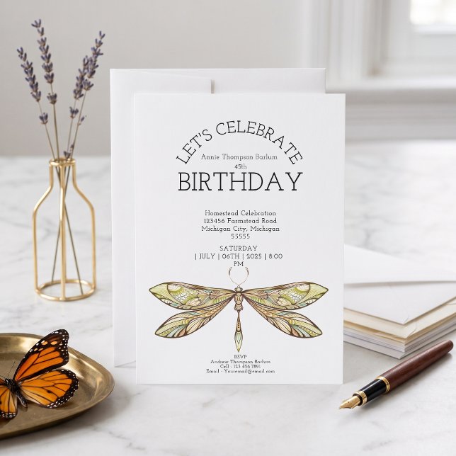 Convite de Festa Simples Dourado Libélula (A timeless design everyone will love.)