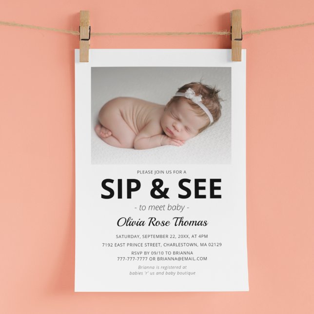 Convite de Festa Sip And See de Foto Moderna (Criador carregado)