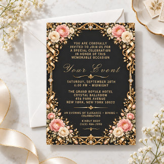 Convite de festa sofisticado com acento floral dou