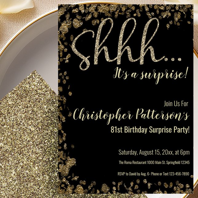 Convite de Festa Surpresa de 81º Aniversário Doura (Criador carregado)