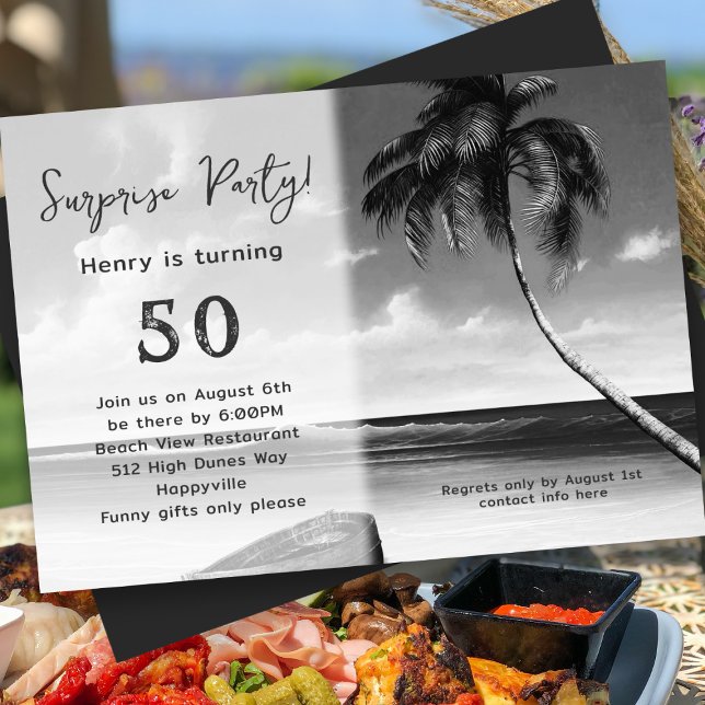 Convite de Festa Surpresa de Aniversário Tropical  (Criador carregado)