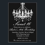 Convite de festa Sweet 16 com lustre preto e branc<br><div class="desc">Convite de festa Sweet 16 ou qualquer outra festa com lustre preto e branco elegante. Escolha personalizá-lo para adicionar suas informações. Exclua o texto para deixar uma área em branco onde não deseja texto.</div>