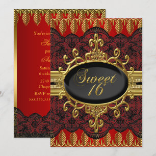 Convite de festa Sweet 16 com renda de folha verme