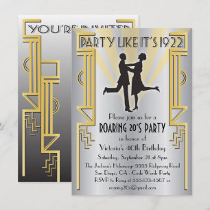 Convite de festa tema Roaring 20's Art Déco Charle