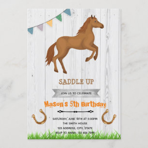 Convite de festa temática de cavalo menino