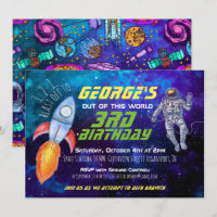 Convite de festa temática de espaço sideral