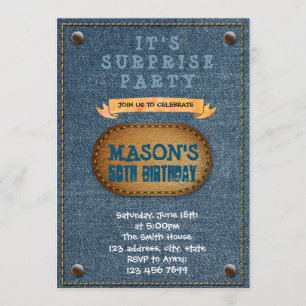 convite de festa temática de jeans