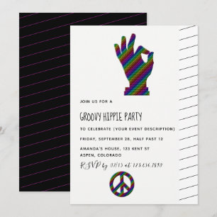 Convite de festa temática hippie