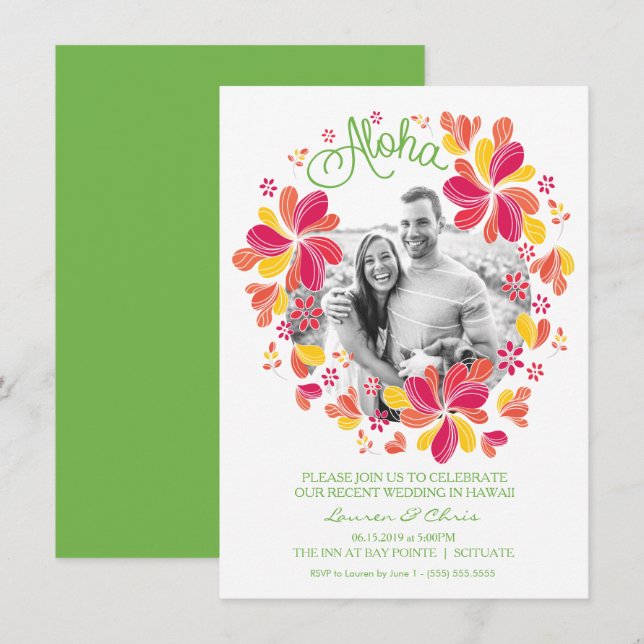 Convite de Festa Tropical Luau com Foto - Havaiano (Frente/Verso)