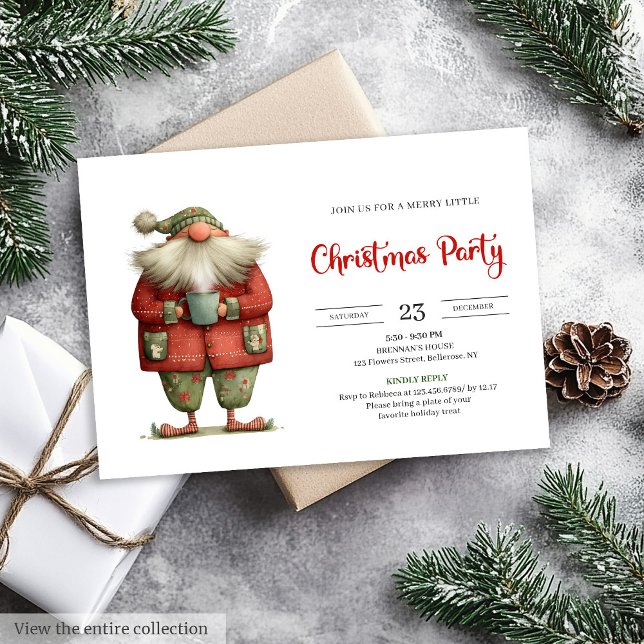 Convite de festa vermelho e verde para impressão d (Santa Claus Humor Printable Red Green Party Invite

)