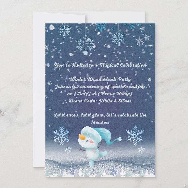 Convite de Festa Winter Wonderland | Neve Prata T (Frente)
