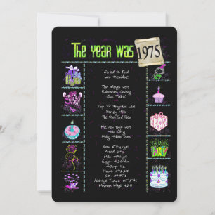 Convite de festas 1975 do ano do aniversário