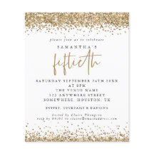 Convite de festas 50º Glitter Dourado Orçamento