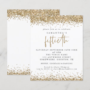 Convite de festas 50º Glitter Dourado Orçamento