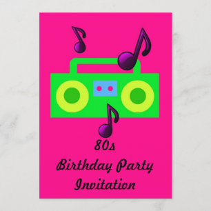 convite de festas 80s com tema 80s - Caixa fluoro