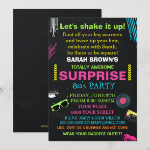 convite de festas 80s totalmente impressionante