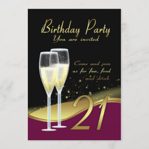 Convite de festas à moda do aniversário de 21 anos