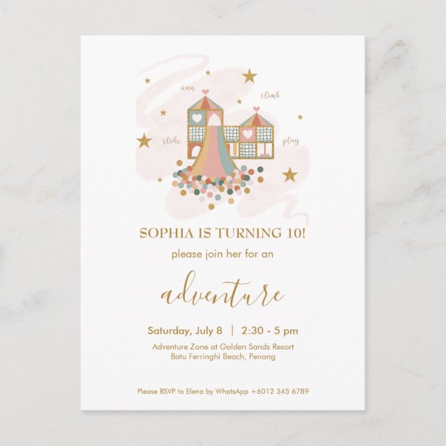 Convite de festas Adventure de playground (Frente)