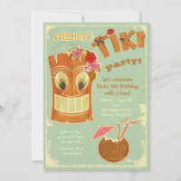 Convite de festas Aloha Tiki