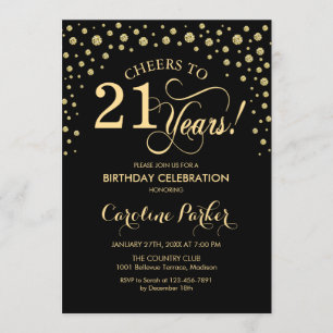 Convite de festas aniversário de 21 anos - Preto D