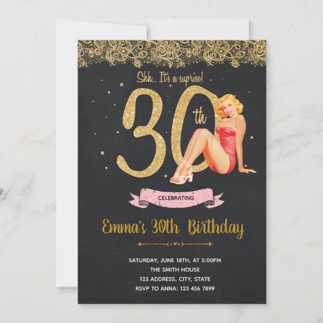 Convite de festas aniversário de 30 anos (Frente)