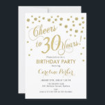 Convite de festas aniversário de 30 anos - Branco<br><div class="desc">aniversário de 30 anos convite de festas para mulheres ou homens. Cartão de convite elegante com prata brilhante e branco. Possui fonte de script e confetti. Saúde para 30 anos! Perfeito para uma festa de glam.</div>