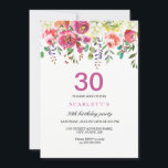 Convite de festas aniversário de 30 anos das Flore<br><div class="desc">Pêssegos cor-de-rosa Flores com aniversário de 30 anos Convite de festas Pintado com Mão d'água Coleção Floral com Cor de Água em Niche e Nest store. Pêssegos cor-de-rosa Almôndegas Rosas Aquarela Clipe Branco Hydrangea Perfeita para a sua Festa de aniversário</div>
