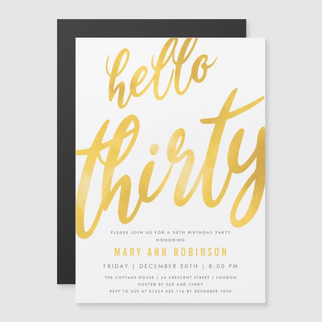 Convite de festas aniversário de 30 anos do tipo f (Frente/Verso)