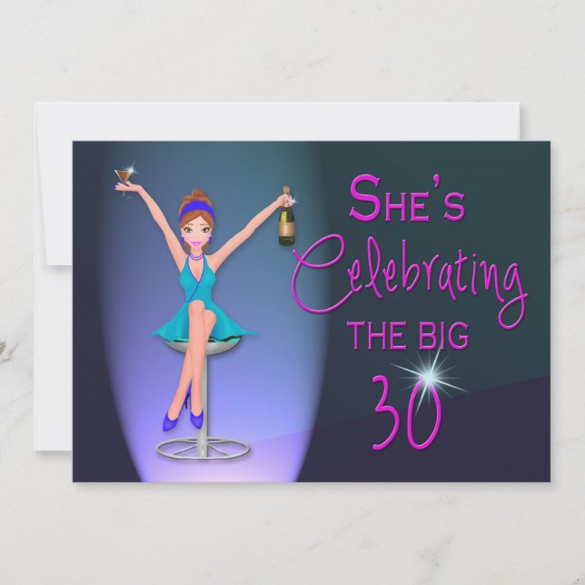 Convite de festas aniversário de 30 anos - Flirty  (Frente)