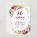 convite de festas aniversário de 30 anos floral ro<br><div class="desc">Um design floral encantador com uma adorável flor de aquarela roxa de outono. O texto e as cores podem ser personalizados.</div>