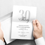 Convite de festas aniversário de 30 anos mínimo el<br><div class="desc">30 anos preto e branco neutro minimalista convite de aniversário | Convites de aniversário para adultos | Convites à 30 mínima elegante moderna | Celebração de Aniversário</div>