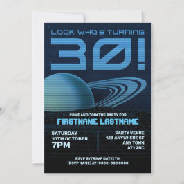 Convite de festas aniversário de 30 anos retrowave