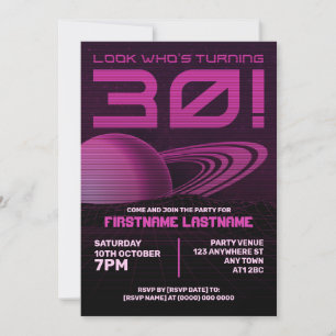 Convite de festas aniversário de 30 anos retrowave