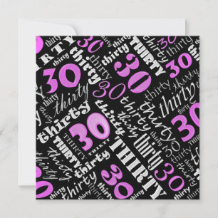 Convite de festas aniversário de 30 anos rosa Leg