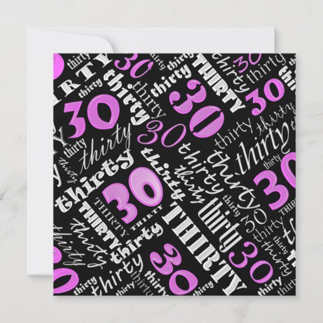 Convite de festas aniversário de 30 anos rosa Lega (Frente)