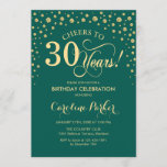 Convite de festas aniversário de 30 anos - Verde D<br><div class="desc">Convite de festas aniversário de 30 anos. Design elegante com ouro brilhante e verde. Saúde para 30 anos! Envie-me uma mensagem se precisar de mais personalização.</div>