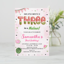 Convite de festas aniversário de 3 anos de melanci