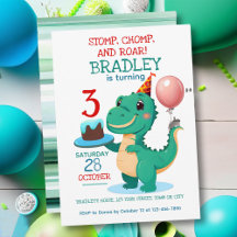 Convite de festas aniversário de 3 anos do Dinossa