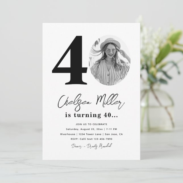 Convite de festas aniversário de 40 anos | ANIVERS (Em pé/Frente)