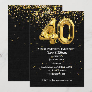 Convite de festas aniversário de 40 anos de Balõ