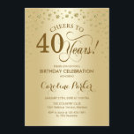 CONVITE DE FESTAS ANIVERSÁRIO DE 40 ANOS - DOURADO<br><div class="desc">Convite de festas aniversário de 40 anos. Design elegante com ouro falso brilhante. Saúde para 40 anos! Envie-me uma mensagem se precisar de mais personalização.</div>