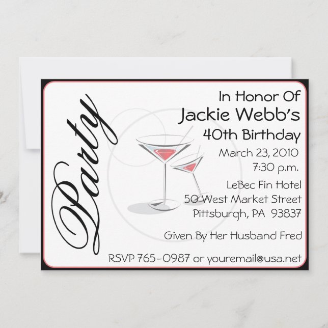 Convite de festas aniversário de 40 anos personali (Frente)