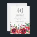 Convite de festas aniversário de 40 anos rosa verm<br><div class="desc">Coleção de correspondência de Convites de festas de aniversário de 40 anos rosa vermelha em Niche e Nest.</div>