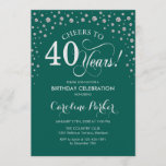 Convite de festas aniversário de 40 anos - Verde p<br><div class="desc">Convite de festas aniversário de 40 anos. Design elegante com prata brilhante e verde. Saúde para 40 anos! Envie-me uma mensagem se precisar de mais personalização.</div>