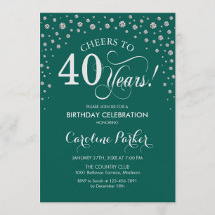 Convite de festas aniversário de 40 anos - Verde p